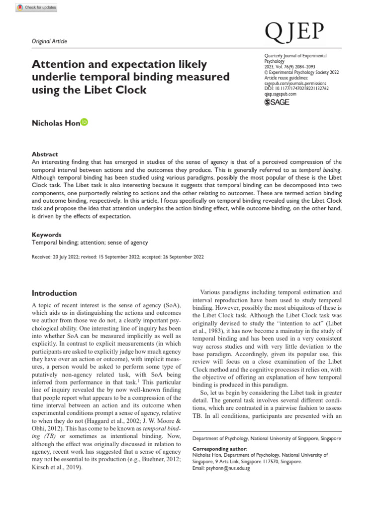 Attention and Expectation in Temporal Binding | PDF | Attention ...