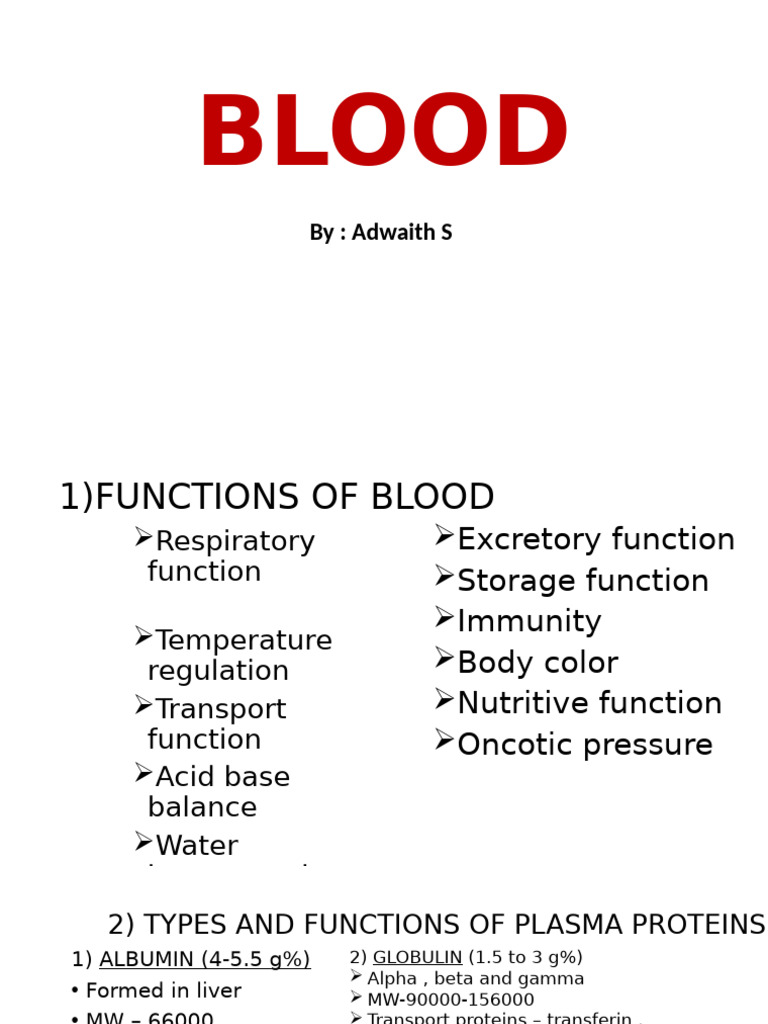 Functions and Types of Blood Components | PDF