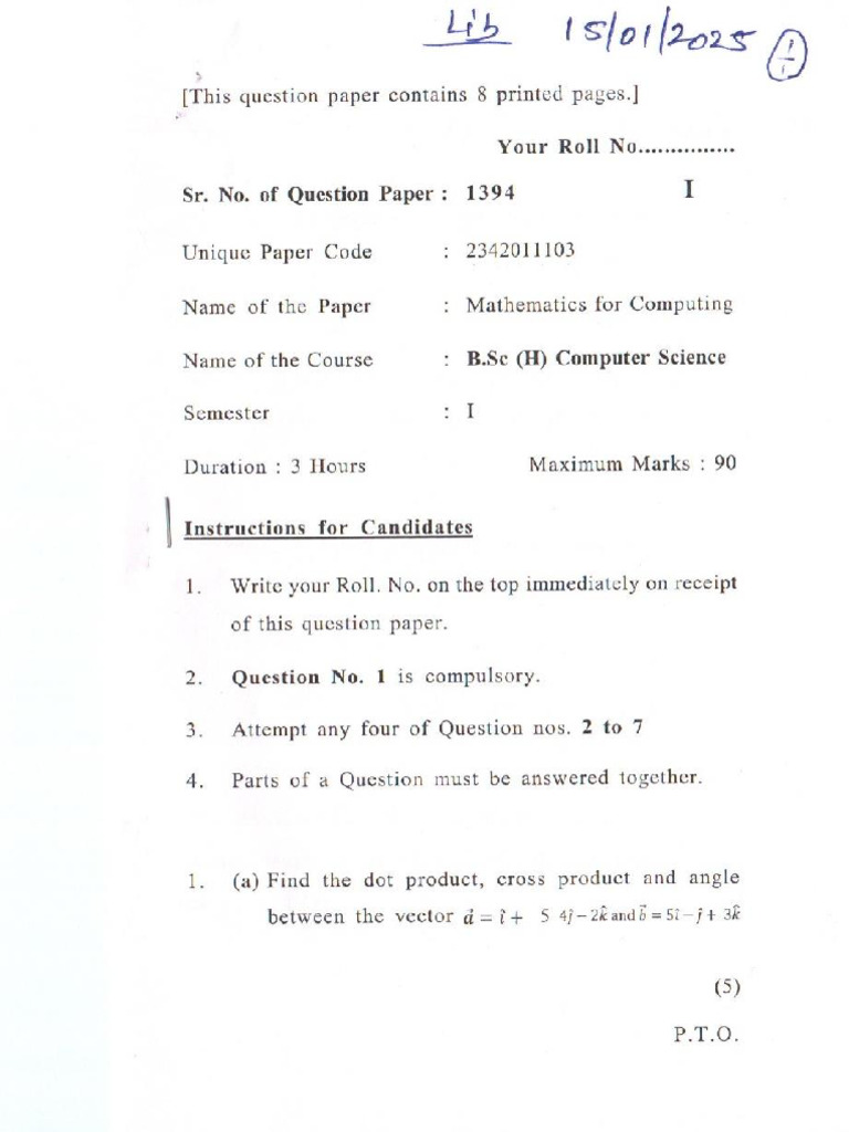 2025 Mathematics For Computing | PDF