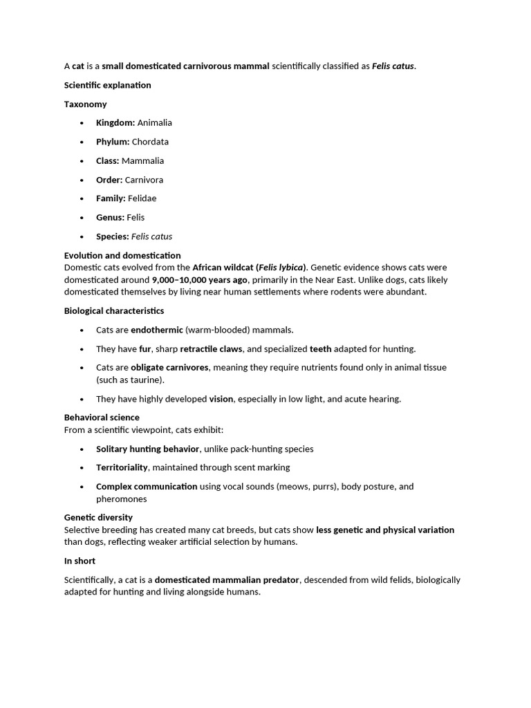 A Cat (Scientific Explanation) | PDF