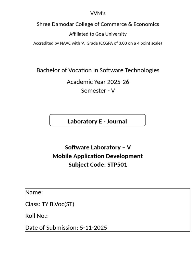 Mobile App Development Lab Journal | PDF | Android (Operating System ...