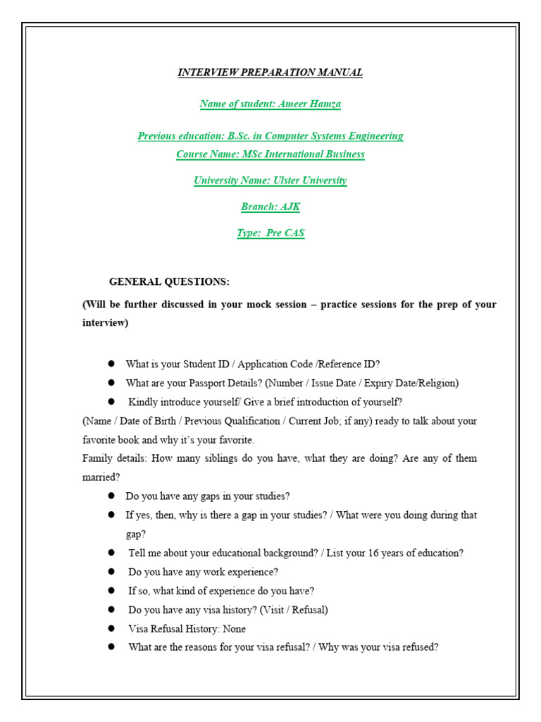 Interview Prep Guide for MSc International Business | PDF ...