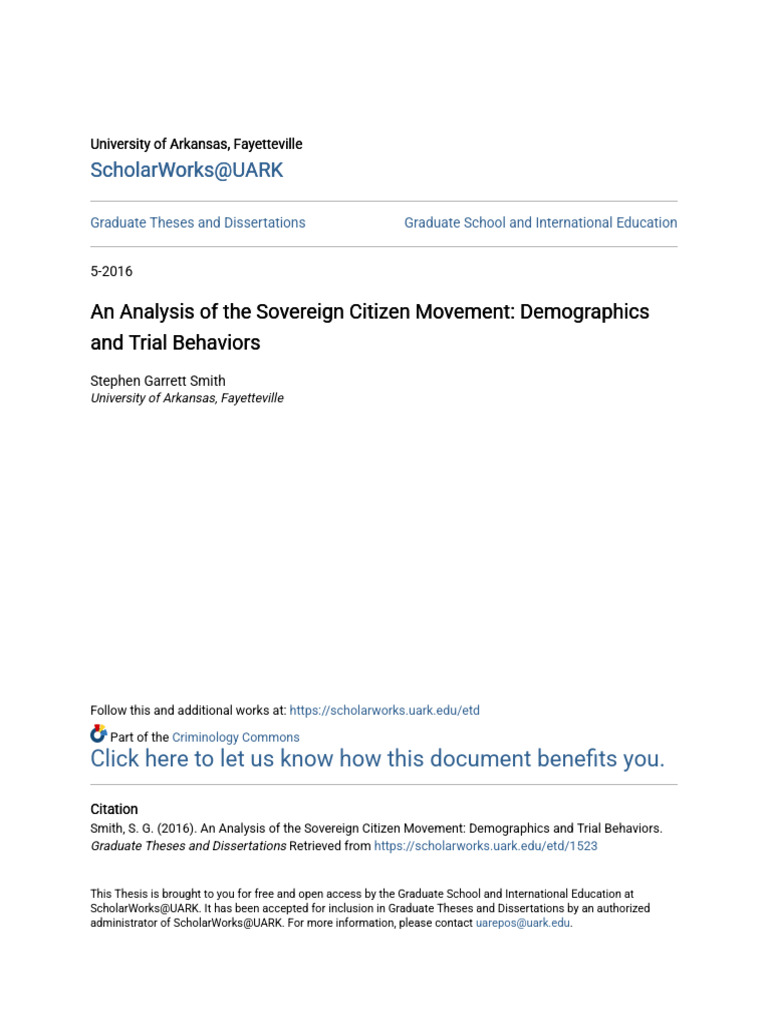 An Analysis of the Sovereign Citizen Movement_ Demographics and T | PDF ...