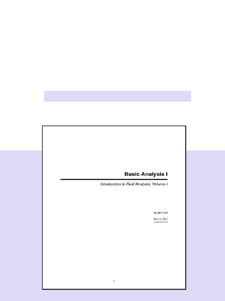(Ebook) Basic Analysis I: Introduction to Real Analysis, Volume I by ...