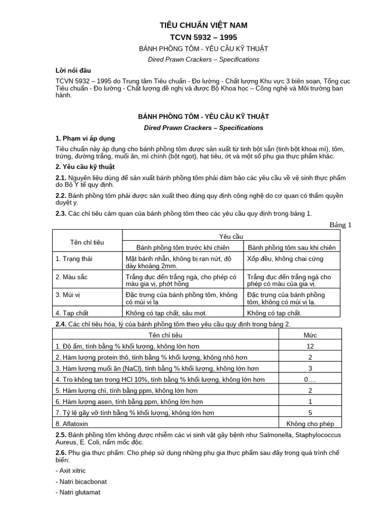 TCVN5932 - 1995 - 902700 Bánh PH NG Tôm | PDF