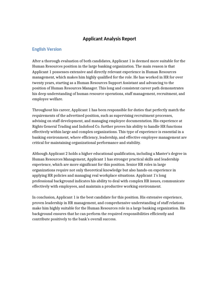 Applicant Analysis Report | PDF