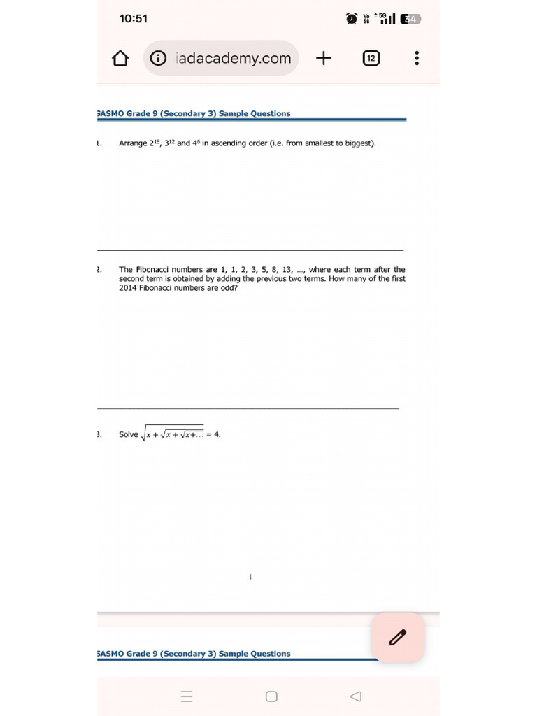 Maths Olympiad Practice Questions Part2 | PDF