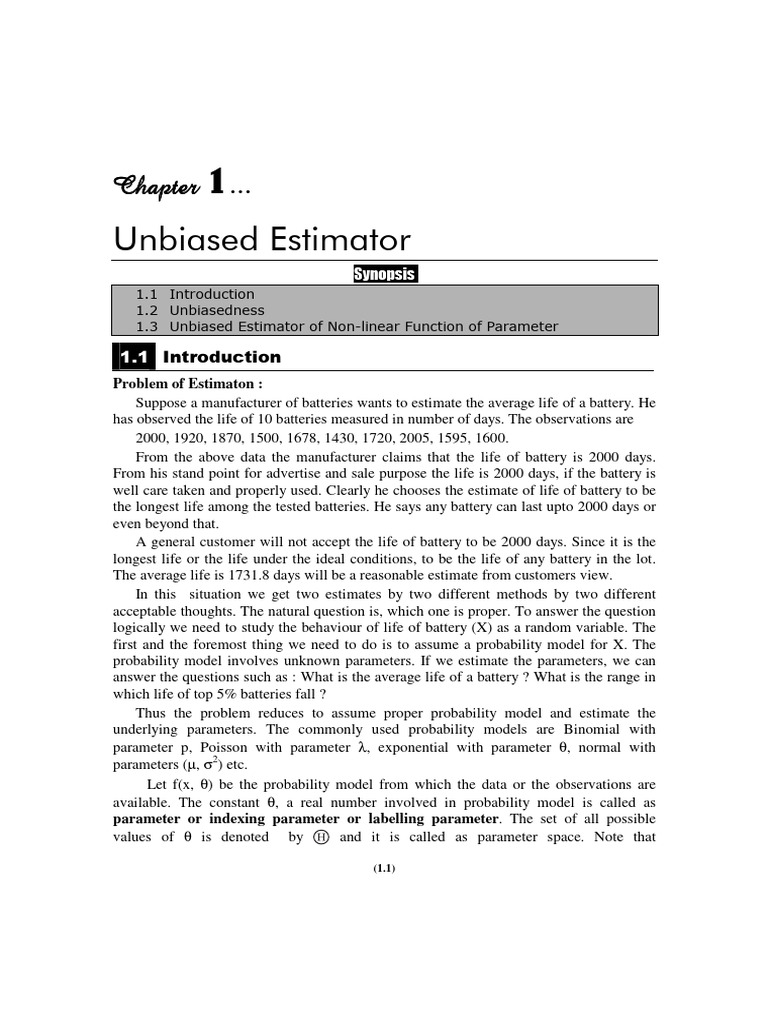 Unbiased Estimators in Statistics | PDF | Estimator | Bias Of An Estimator