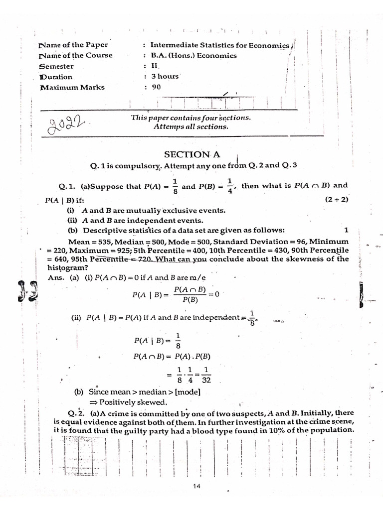 Stats PYQ 2022 | PDF