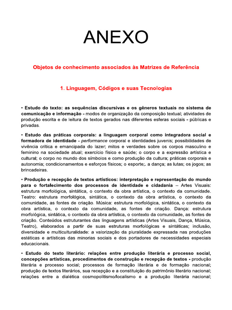 Matriz Simplificada Grade Enem | PDF