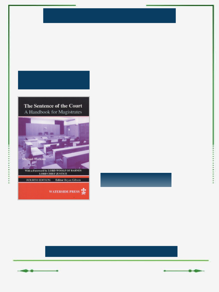 Sentence of the Court A Handbook for Magistrates 4th Edition Michael ...