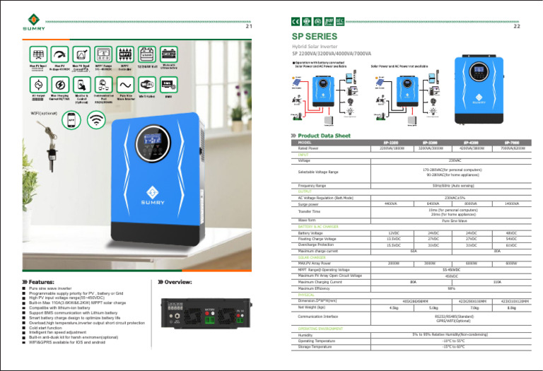 Hybrid Solar Inverter Specifications | PDF | Battery Charger | Power ...