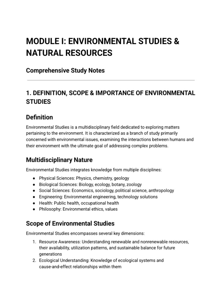 Module I_ Environmental Studies & Natural Resources - Google Docs | PDF ...