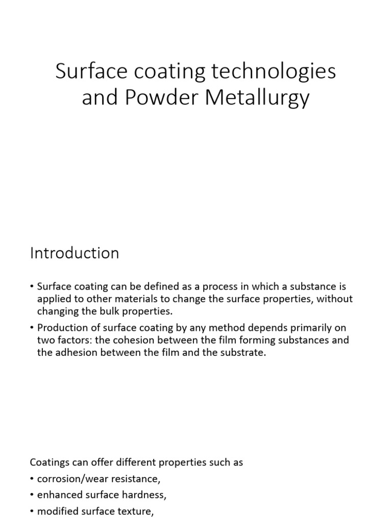 Surface Coating Technologies Overview | PDF | Coating | Chemical Vapor ...