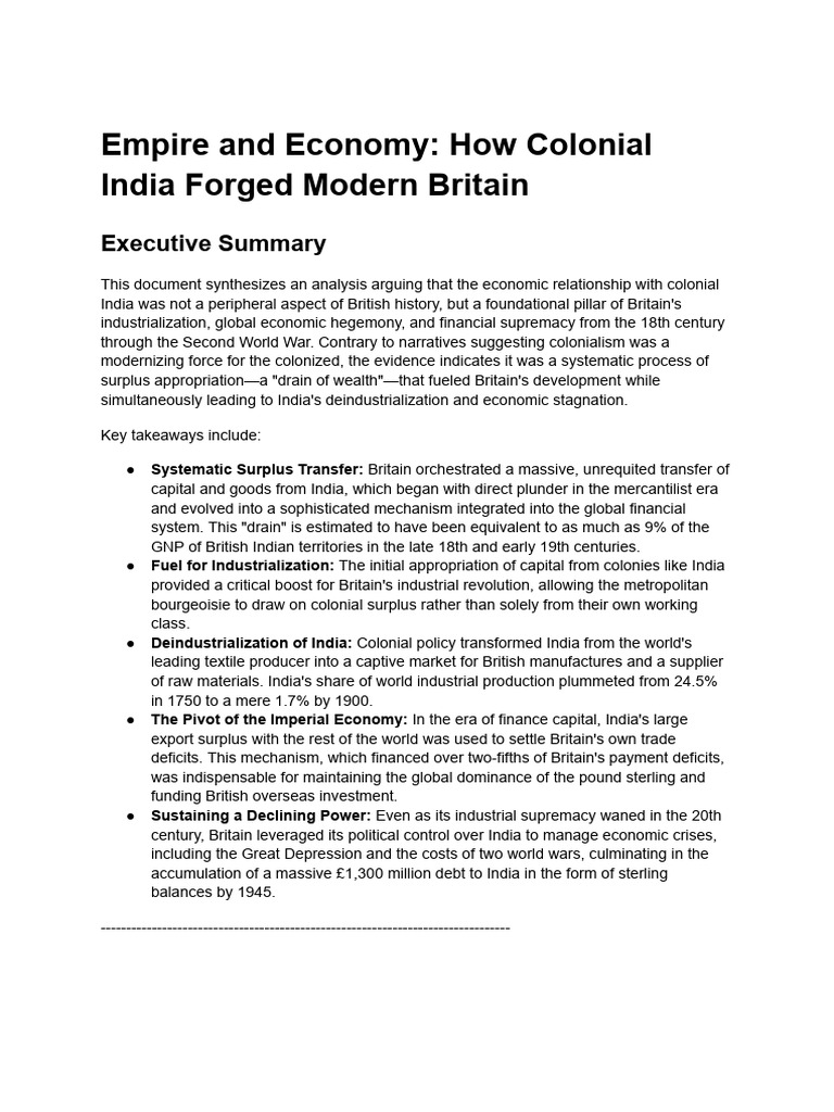 Colonial India’s Economic Impact on Britain | PDF | British Empire ...