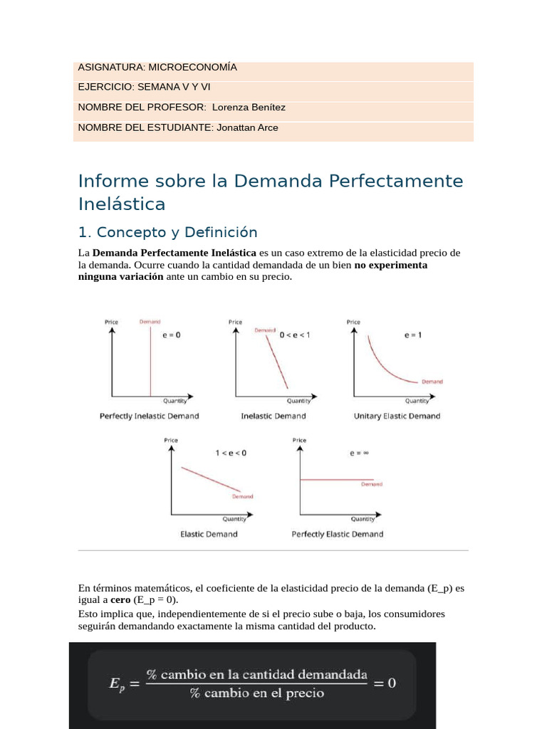 Demanda Perfectamente Inelástica: Conceptos y Ejemplos | PDF ...