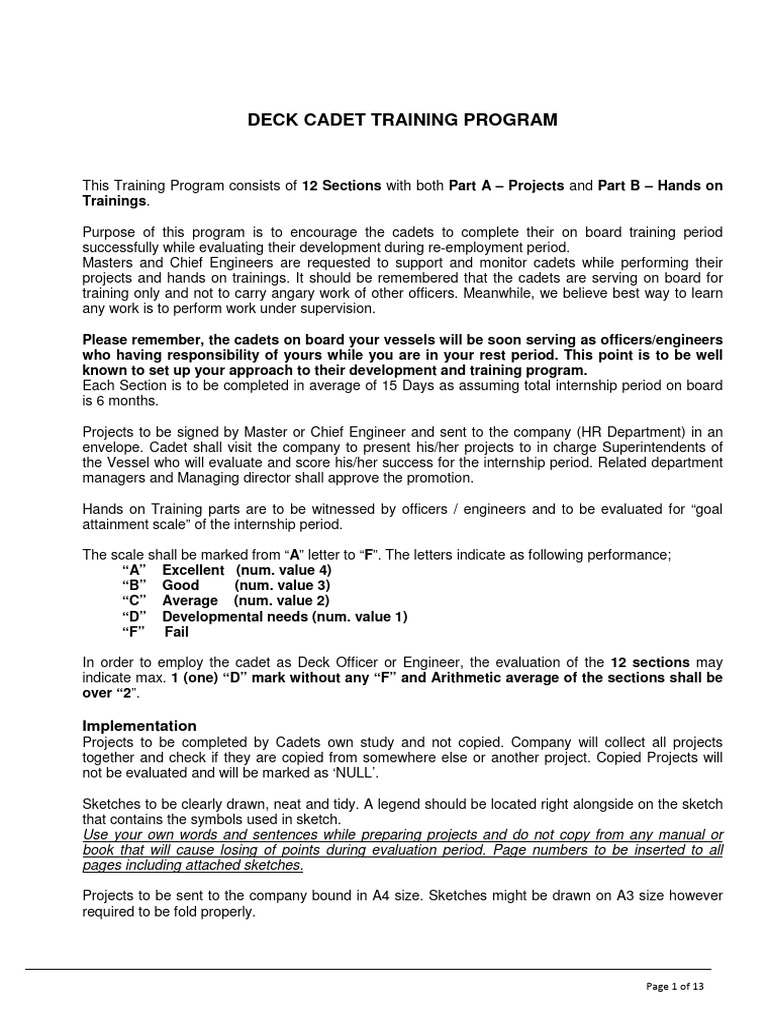 Deck Cadet Training Program Guide | PDF