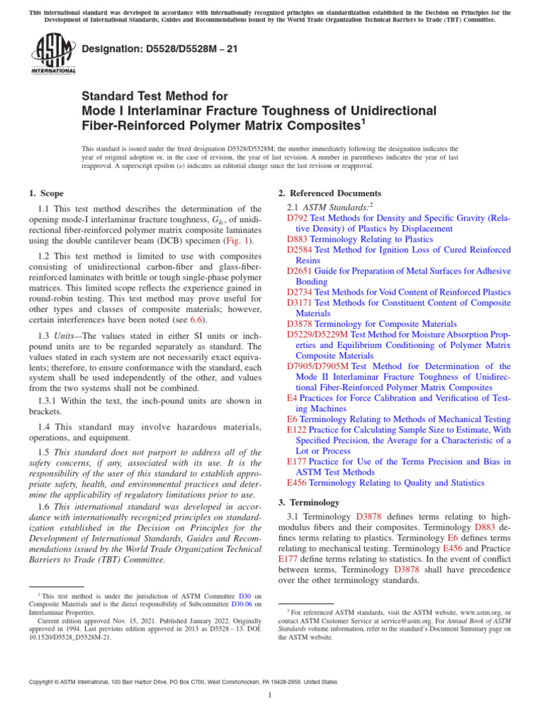 Mode I Fracture Toughness Test for Composites | PDF | Fracture ...