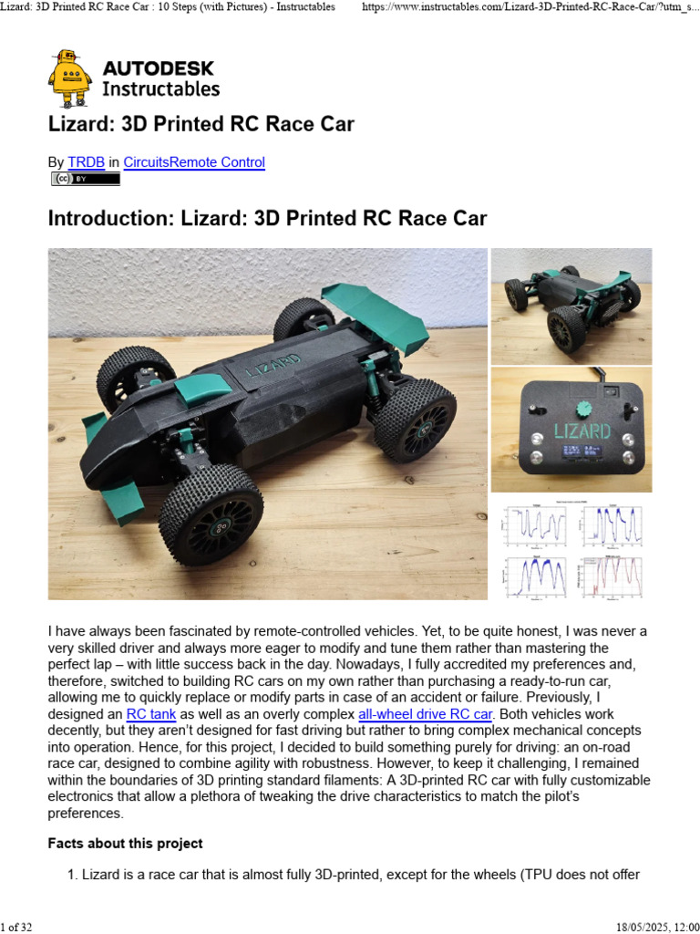 3D Printed RC Race Car Project Guide | PDF | Resistor | Printed Circuit ...