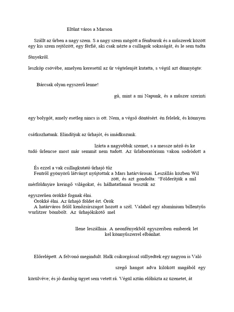 Ray Bradbury - Eltunt Város A Marson | PDF