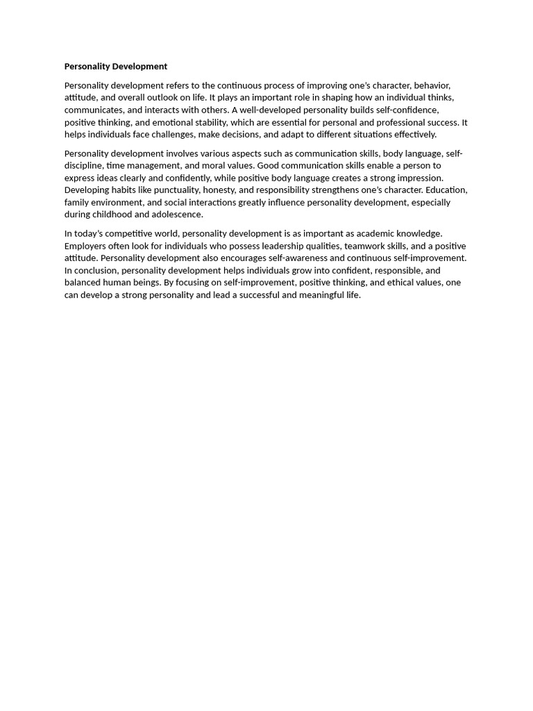 Essential Guide to Personality Development | PDF