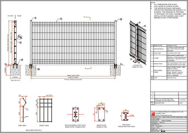 Unico Pro System Mini Fence Design | PDF | Mechanical Engineering