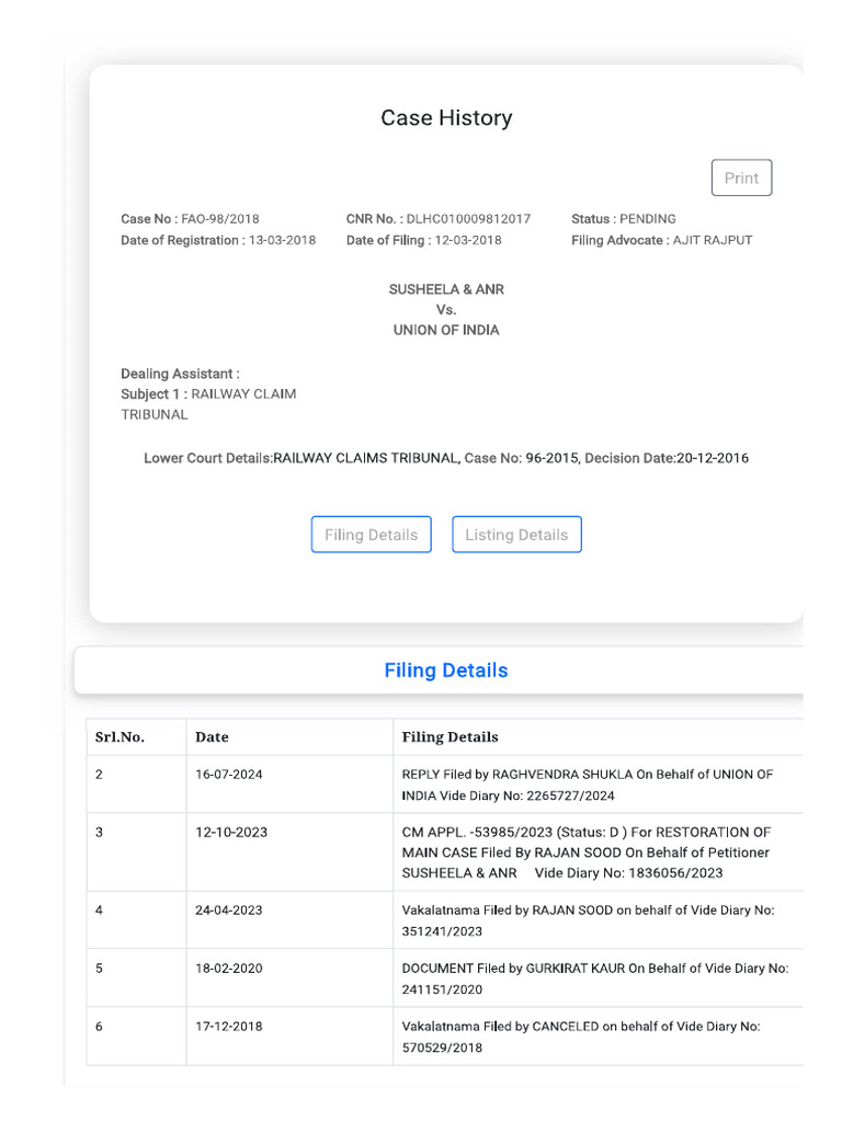 Filing History | PDF