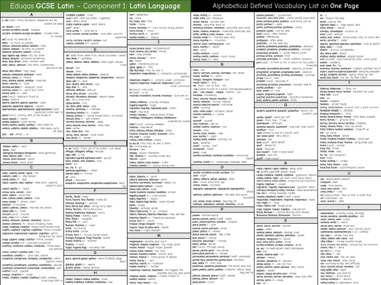Gcse Latin DVL 1 Page | PDF