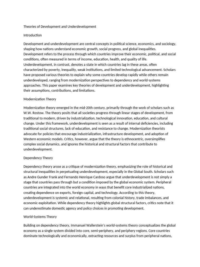 Theories of Development and Underdevelopment | PDF | Modernization ...