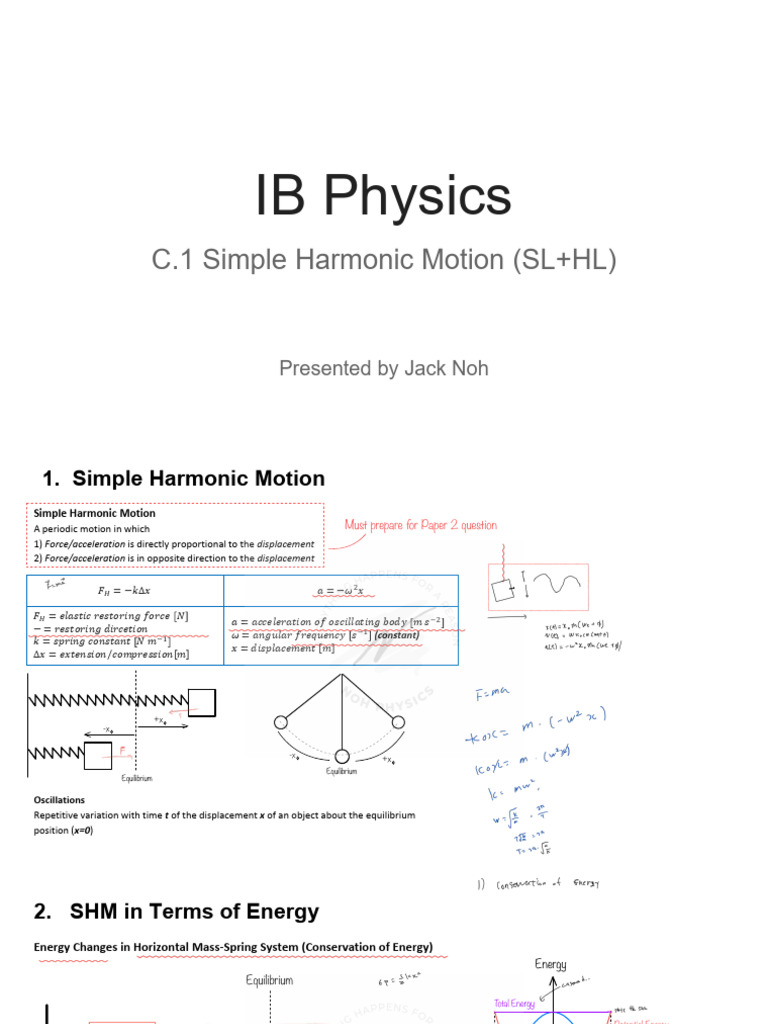 C.1 Simple Harmonic Motion (SL+HL) (Watermark) | PDF | Oscillation ...