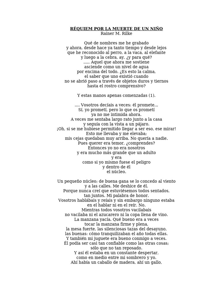 Réquiem Por La Muerte de Un Niño | PDF | Amor | Temor