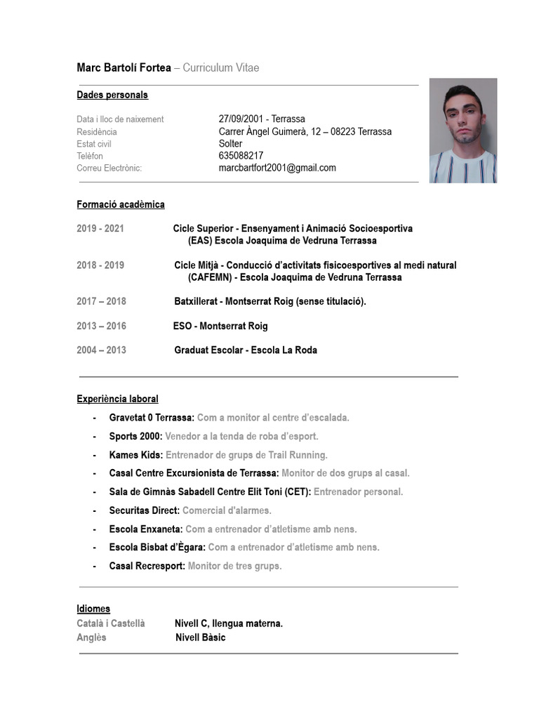 Marc Bartolí CV (català) actualitzat | PDF