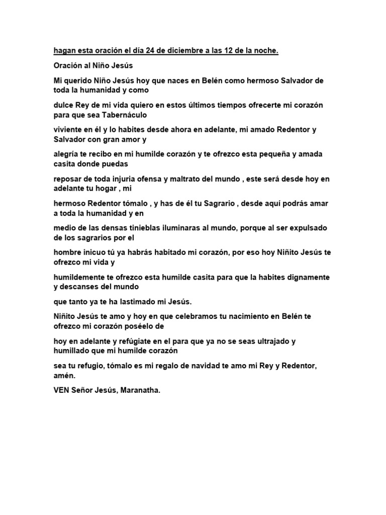 X Hagan Esta Oración El Día 24 de Diciembre a Las 12 de La Noche | PDF