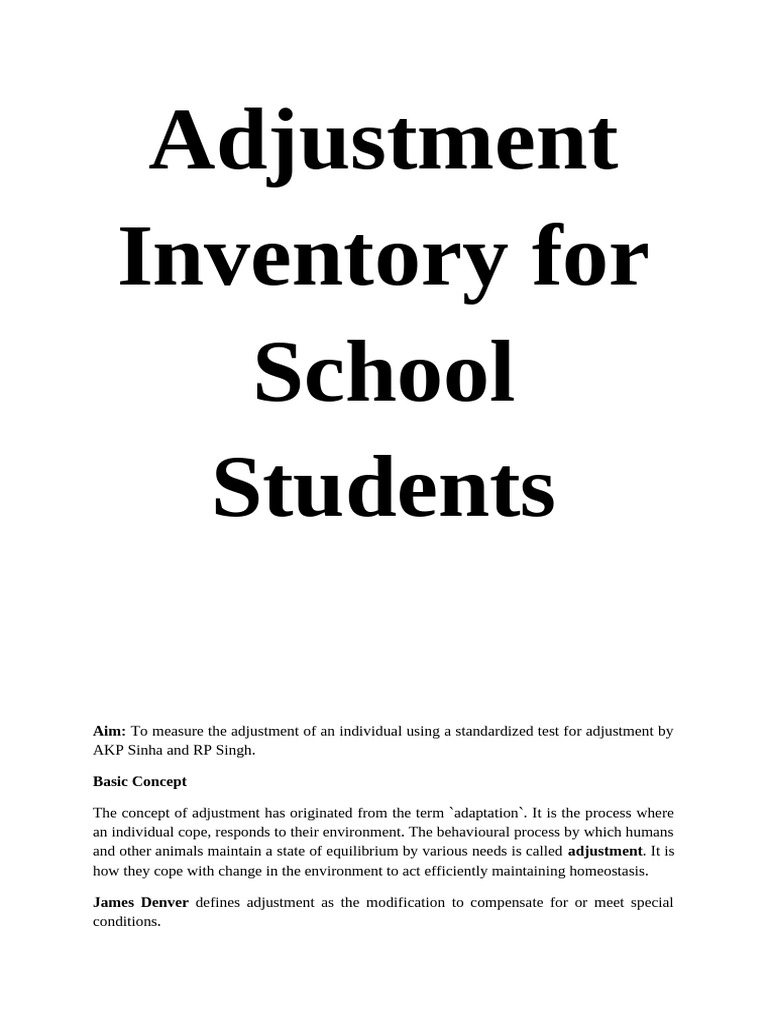 Measuring Student Adjustment Test | PDF | Social Psychology | Cognition