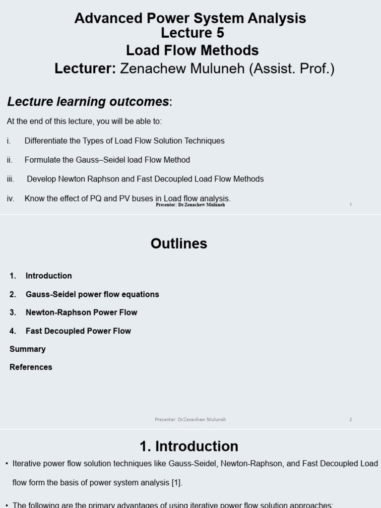 Load Flow Methods in Power Systems | PDF | Mathematics | Mathematical ...