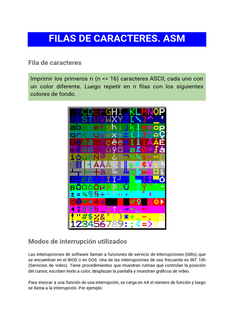 Imprimir Caracteres ASCII en ASM | PDF