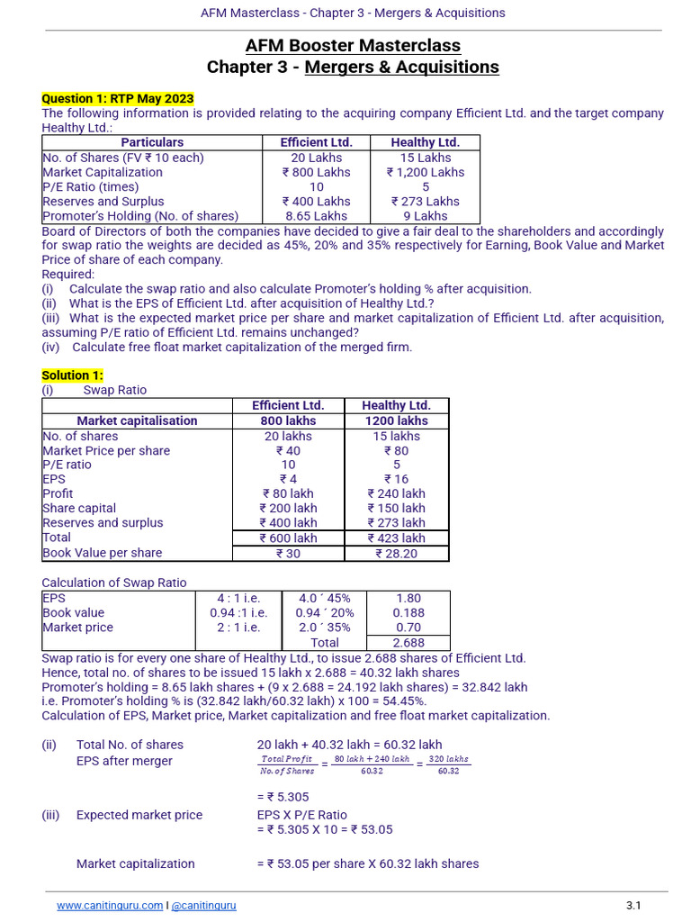 Mergers & Acquisitions Analysis Guide | PDF | Mergers And Acquisitions ...