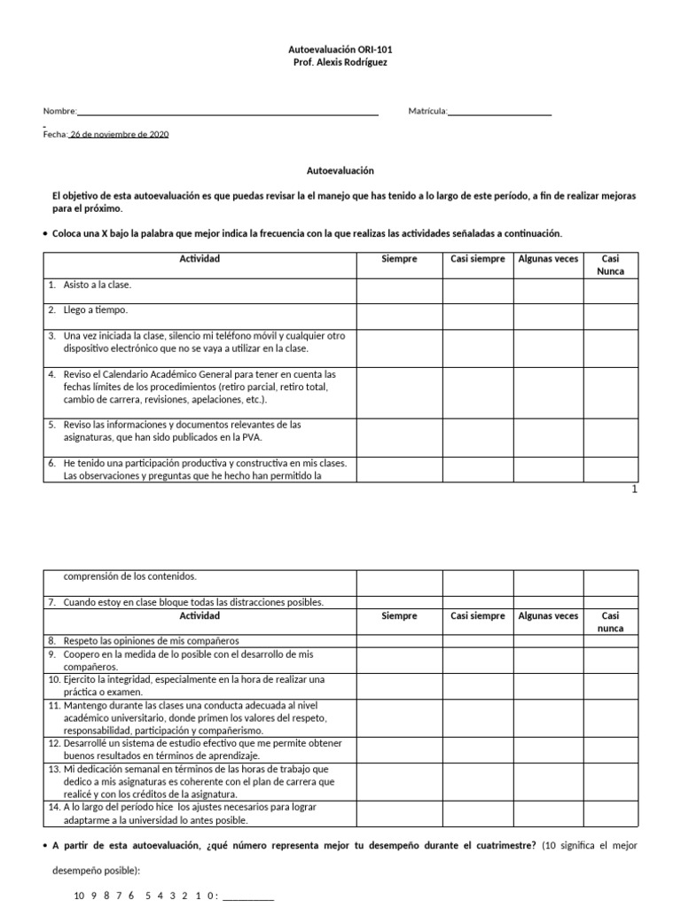 Auto Evaluaciã N | PDF