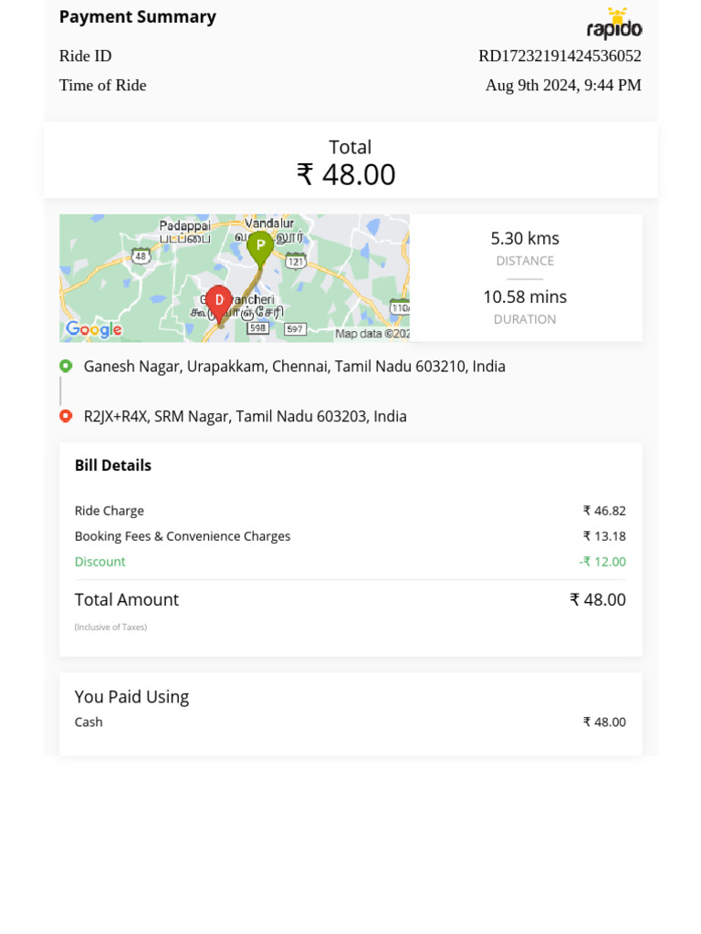 Chennai Ride Invoice Summary | PDF | Invoice | Government Finances
