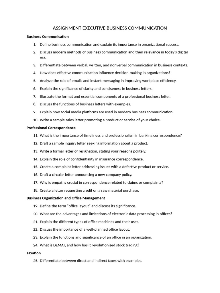 Assignment Executive Business Communication | PDF | Communication ...