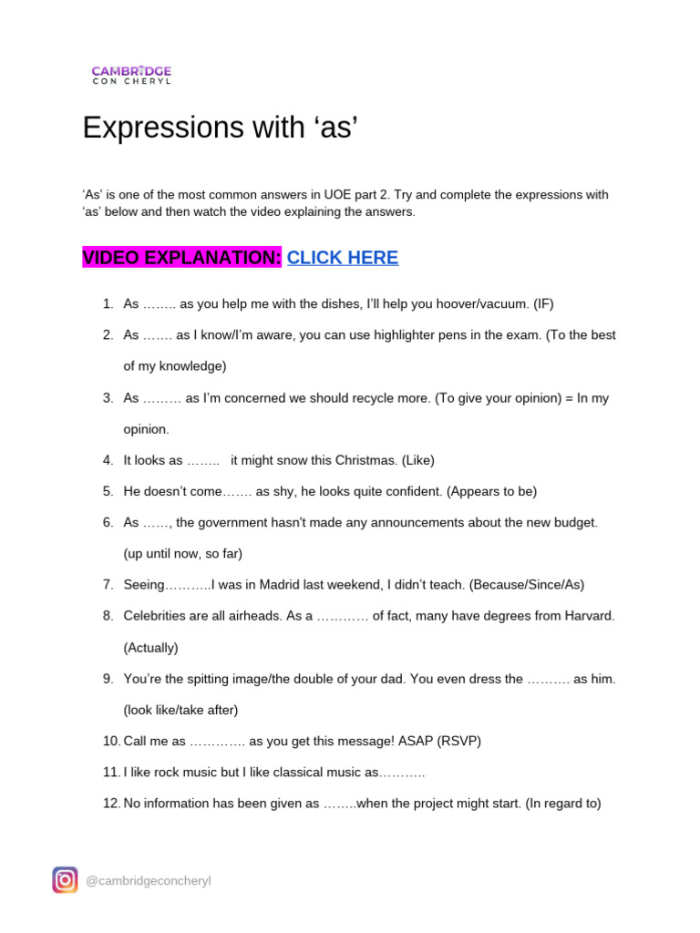 Day 5 - Expressions With 'As' | PDF