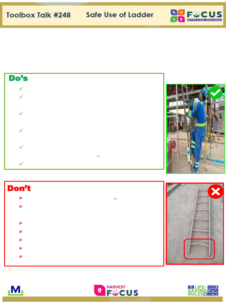 Ladder Safety and Risk Management Guide | PDF | Occupational Safety And ...