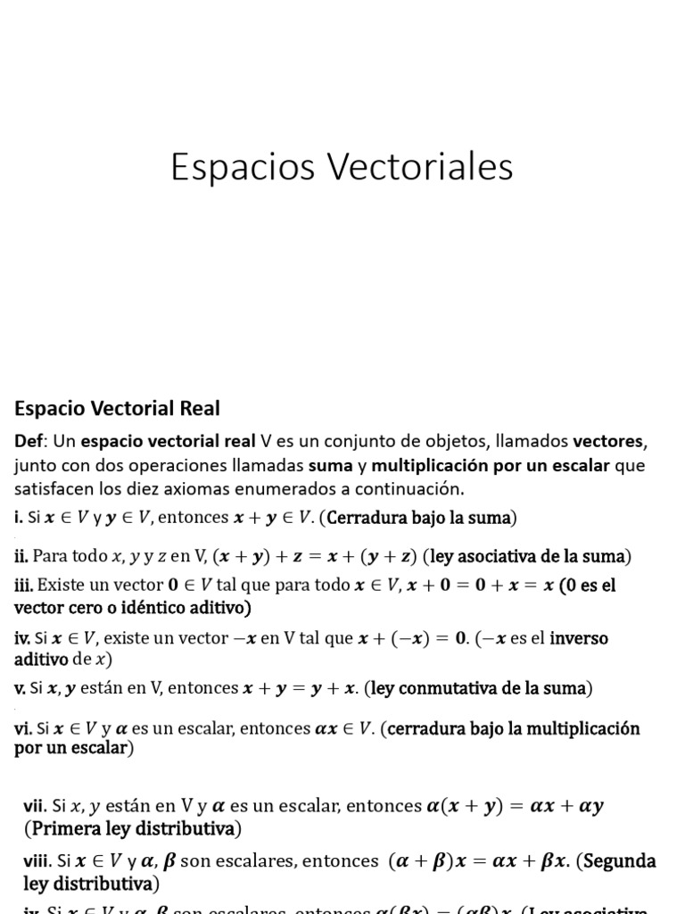 Conceptos Clave de Espacios Vectoriales | PDF | Base (álgebra lineal ...