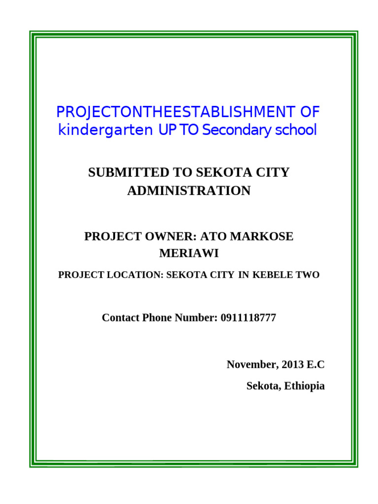 Kindergarten to Secondary School Project | PDF