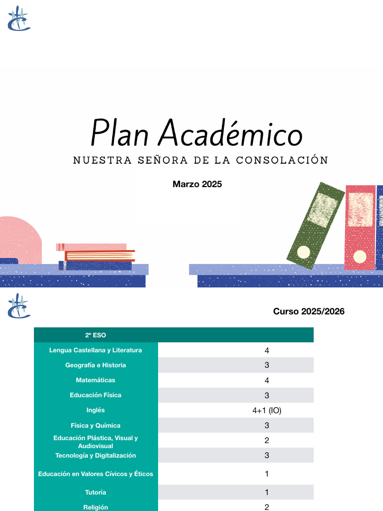 Plan de Estudios 2025/2026 ESO y Bachillerato | PDF | Educación en ...