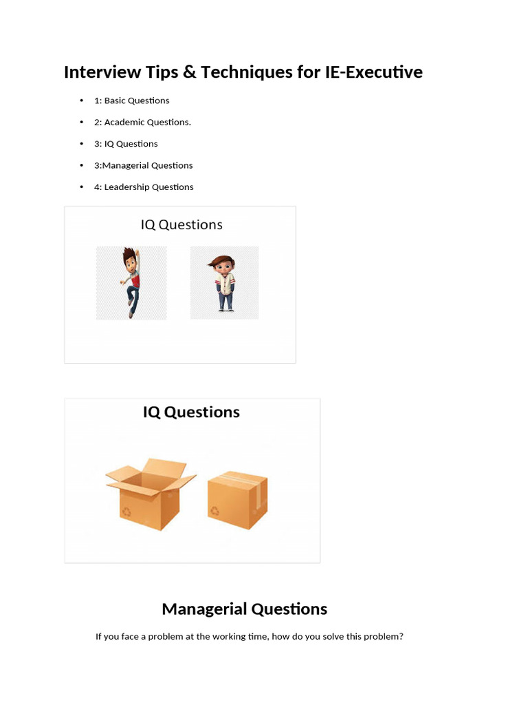 2. Interview Tips & Techniques for IE-Executive | PDF