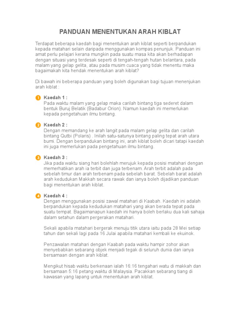 Panduan Menentukan Arah Kiblat Pdf