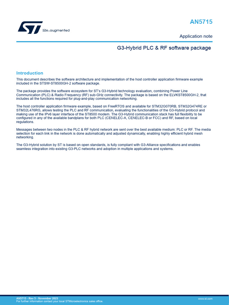 An5715 G3hybrid PLC RF Software Package Stmicroelectronics | PDF ...