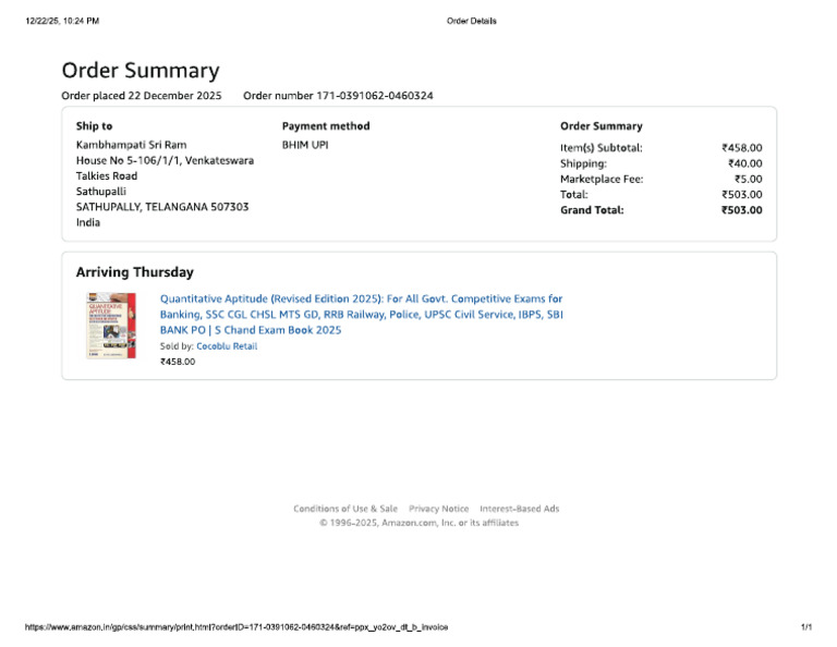 Banking Book Order Invoice | PDF