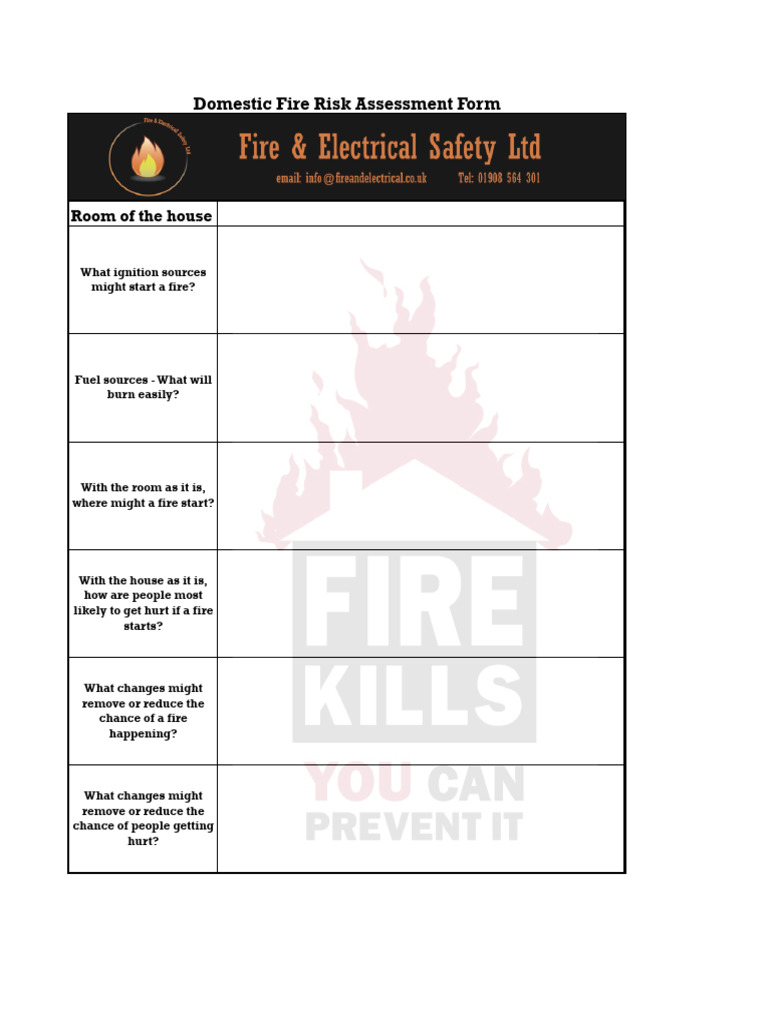 Domestic Fire Risk Assessment Form | PDF